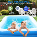 Large Inflatable Pool for Kids and Adults, Oversized Thickened Blow Up Pool for Kid and Adult, Durable Swimming Pool for Backyard, Outdoor, Garden, Summer Water Party (120“x70“x22)