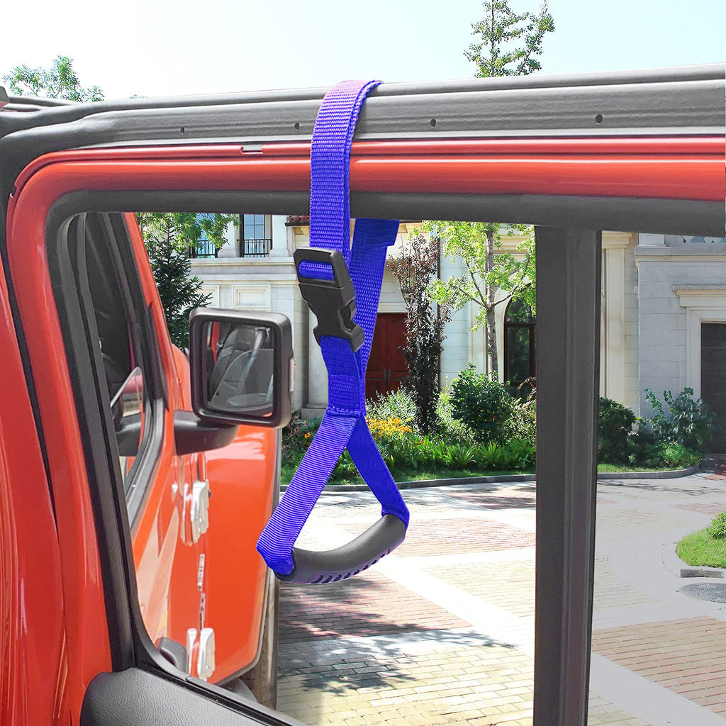 Automotive Adjustable Standing Aid Safety Handle Vehicle Support Grip Handle Disability Help Car Hand Hook- 2 pcs (Blue)