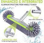 Professional Swimming Pool Brush Head with Round Ends,17.5" Heavy Duty Aluminum Back for Cleaning Pool Walls, 7 Rows Premium Nylon Bristles with EZ Clips (Green Grey)