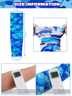 10 Pair UV Sun Protection Arm Sleeves Compression Sports Cooling Sleeves for Men Women Teenager Youth Golf Baseball Basketball Running Outdoor (Blue Series, Novel Camo)