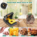 SZHLUX 4 Pack Mouse Traps, Mouse Traps Indoor for Home, Small Mice Trap and Reusable Mouse Trap (Large), Black