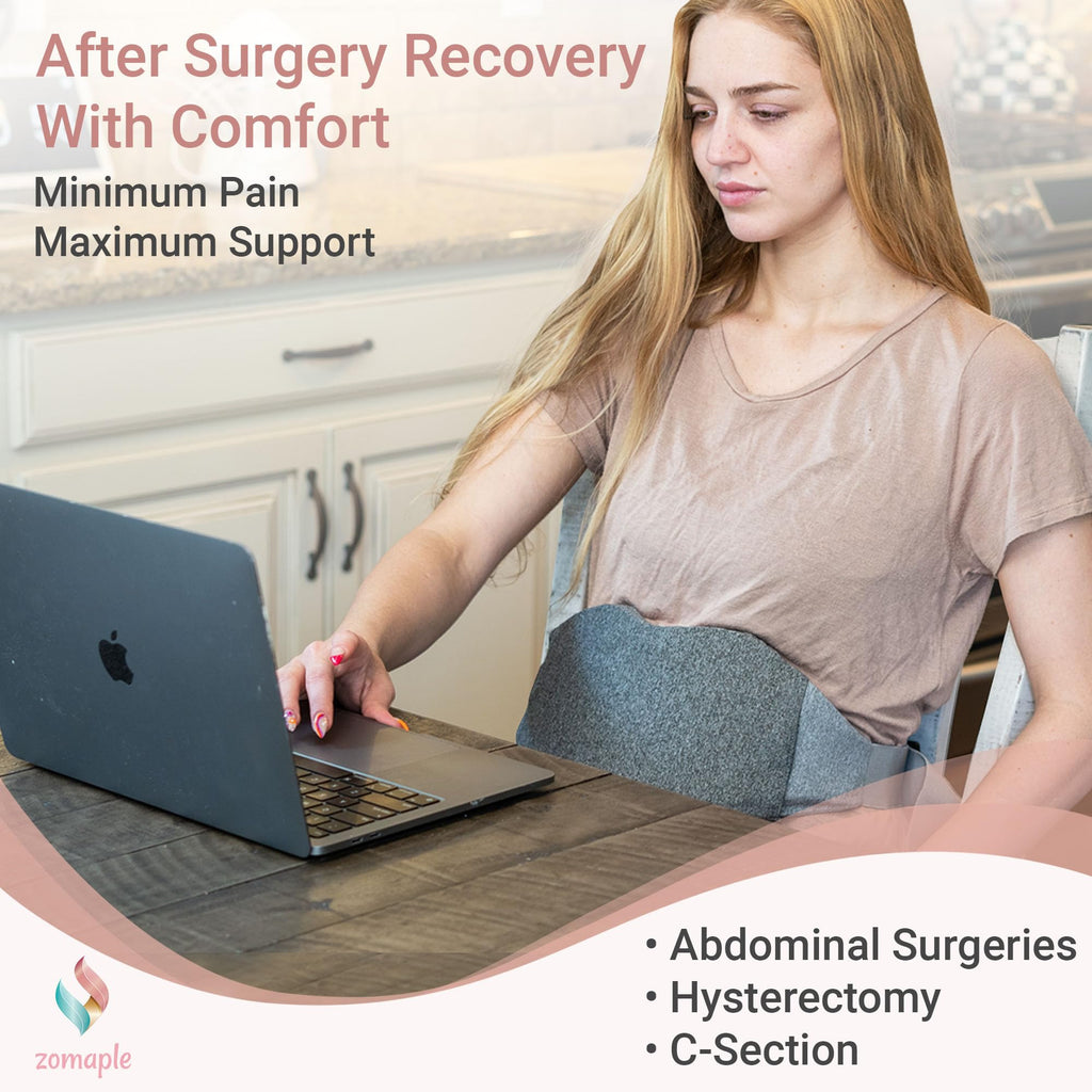 Zomaple Hysterectomy Band – Must Haves for Comfort Recovery After Abdominal, Tummy Tuck, C-Section, Lumpectomy Surgery - Belly Pillow with Pocket & Gel Pack - Post Surgery Gifts