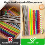 Rycid 9.5” Large Acrylic Straw Holder for Cabinet Door, Reusable Adjustable Two-Part Straws Organizer with Ultra Sticky Adhesive Strips, 2026 Straw Storage for Kitchen Cupboard (Transparent)