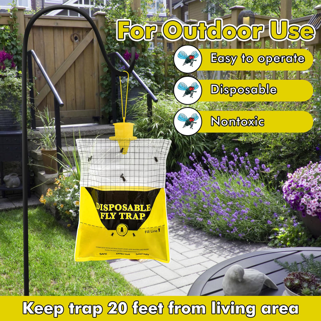 Big Bag Disposable Fly Traps Outdoor Hanging, Ranch Stable Horse Fly Hunter Trap Control Indoor for Home for Barn, Mosquito Bug Flying Insect Trap Catchers Killer Repellent 4 Natural Pre-Baited