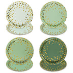 AimFun Sage Green Paper Plates Gradient Green and Gold Party Plates Disposable 9 Inch Bridal Baby Shower Round Dinner Plates for Birthday Wedding Party Supplies (48, Sage Green)