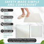 Anti Slip Shower Mat Square - Non Slip Shower Mats for Inside Shower - 24x24 Shower Floor Mat Non Slip - Square Bath Mat for Shower - Soft Secure Loofah Shower Mat Without Suction Cups (24x24 White)