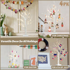 PEIDUO Christmas Tree for Home Decor, 2FT Tabletop Tree with LED Lights, Warm White Tree Lamp, Fairy Light Spirit Tree for Room Inside Fireplace Christmas Decorations, Battery Powered, Timer (4PK)