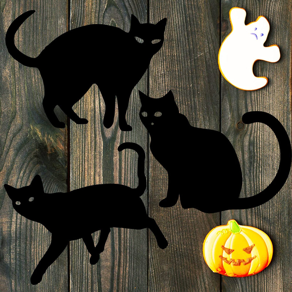 Halloween Yard Signs Stakes Outdoor Decorations - 3PCS Black Cat Lawn Decorations Signs for Garden Yard Scary Halloween Witch Decorations Outside