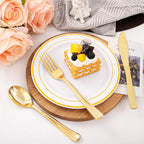 Supernal 360pcs Gold Plastic Silverware Heavy Duty,Gold Silverware Disposable, Plastic Silverware Sets for Parties with 120 Gold Plastic Forks,120 Disposable Knives and 120 Disposable Spoons