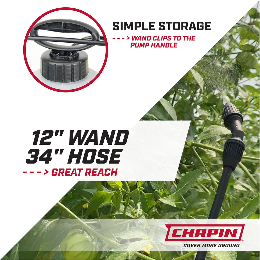 Chapin 16200 Pump Sprayer, 2-Gallon, Lawn & Garden Translucent Poly Tank, Adjustable Cone Nozzle, Ergonomic Handle & in-Tank Filter for Herbicides, Pesticides & Fertilizers