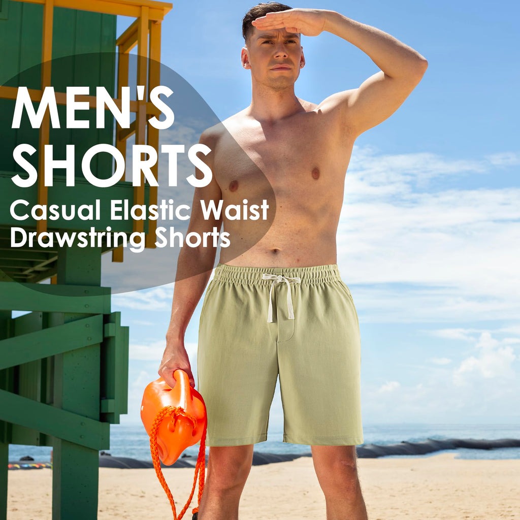 Men's Outdoor Shorts Casual Elastic Waist Drawstring Summer Beach with Pockets Lightweight Hiking Quick Dry Sports Shorts-S Dark Gray