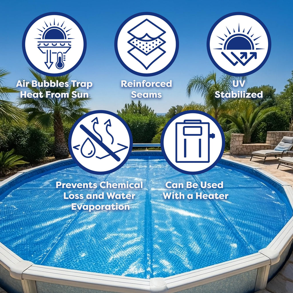 In The Swim 12' x 24' Premium Blue Rectangle Solar Pool Cover 12 Mil for Solar Heating Above Ground Pools and Inground Pools