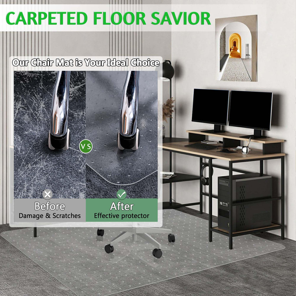 100pointONE Extra Large Office Chair Mat for Carpet, 35" x 55" Clear Desk Chair Mat for Low Pile Carpeted Floors- Easy Glide Plastic Floor Mat for Office Chair on Carpet