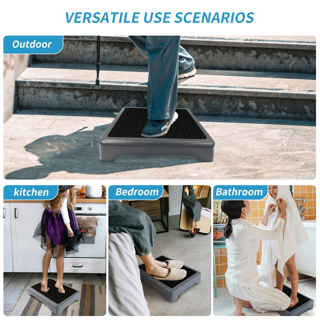 One Step Stool, Step Stool for Adults and Elderly, Non-Slip Step Platform Indoor and Outdoor, Portable Step Riser, Safety Step for Car, Bedside, Office, Shower, Stairs