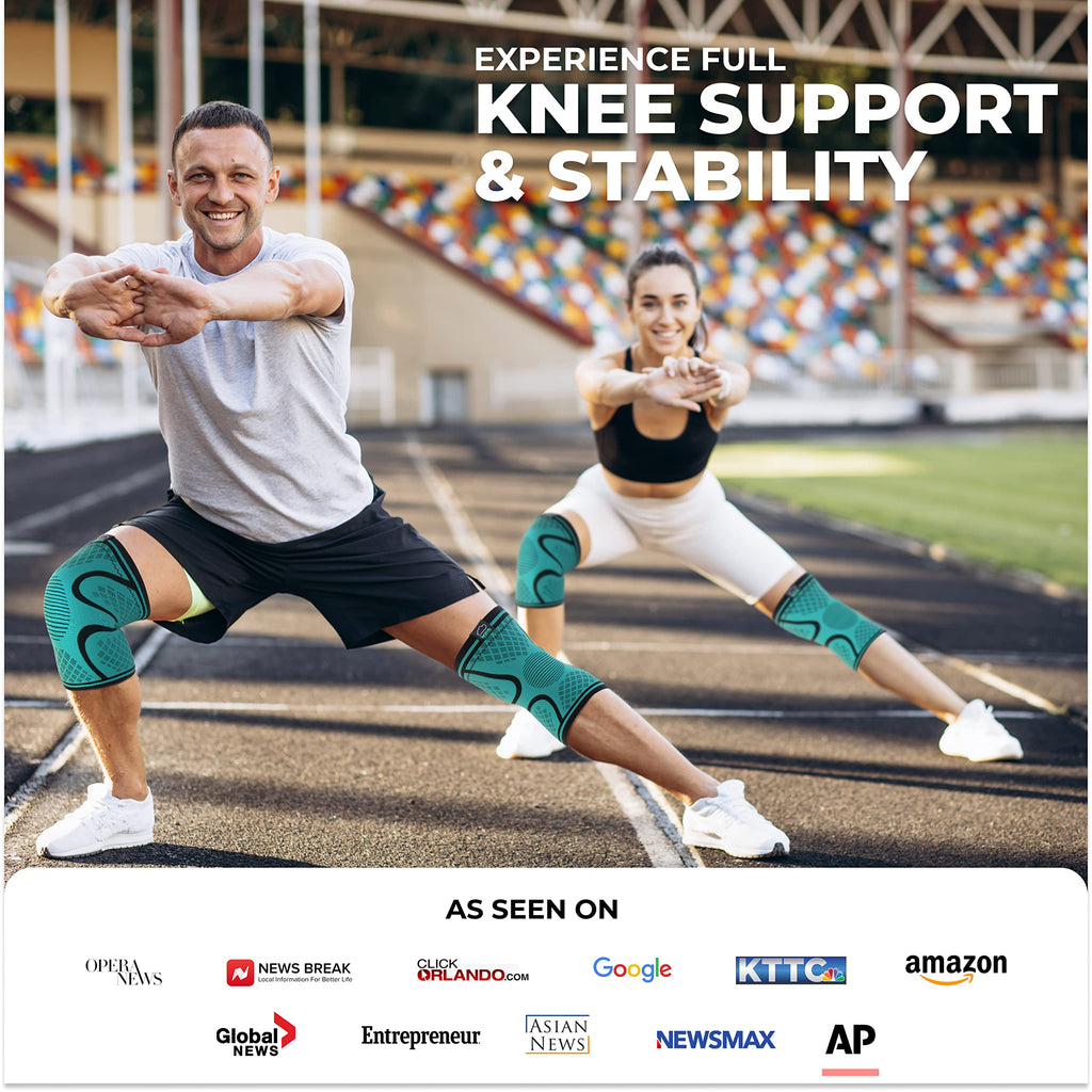 Modvel ELITE Knee Brace for Women & Men - 2 Pack Knee Braces for Running Knee Pain, Compression Sleeve Knee Support, Workout Sports Brace for Meniscus Tear ACL & Arthritis Pain Relief