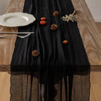 Keketo 6pcs Halloween Table Runner Black Cheesecloth Gauze Rustic Premium Cotton Cheese Cloth Table Runner 120 Inch 10 FT for Wedding Bridal Baby Shower Long Sheer Boho Christmas Decorations