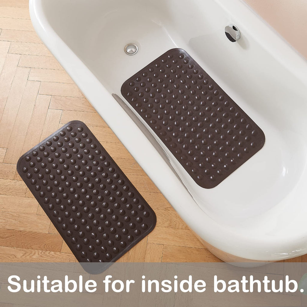 Yanzifly Bathtub Mat Non Slip Bath Mat for Tub Silicone Soft & Safe, Bath Tub Mat Non Slip Shower Mats, Suction Cups Bath Tub Anti Slip Matt for Kids Elderly Non Toxic, Machine Washable- Brown