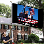 Donald Trump 2024 Flag Trump Survived Shot At Election Rally Flags Trump Fist Pump Fight Tapestry for Indoor Outdoor Bannar 3X5 Ft