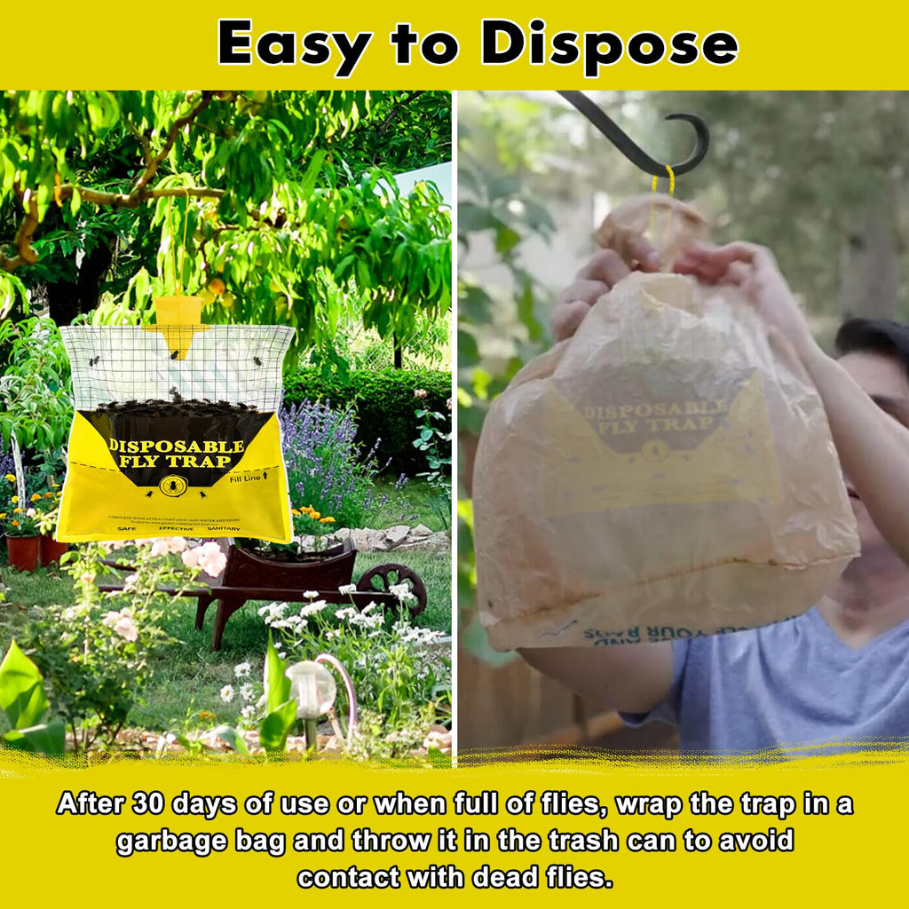 Fly Traps Outdoor Hanging, 12 Natural Pre-Baited Fly Hunter Stable Horse Ranch Fly Trap, Mosquito Fly Bags Outdoor Disposable Catchers Killer Repellent for Barn Farm Patio & Camping
