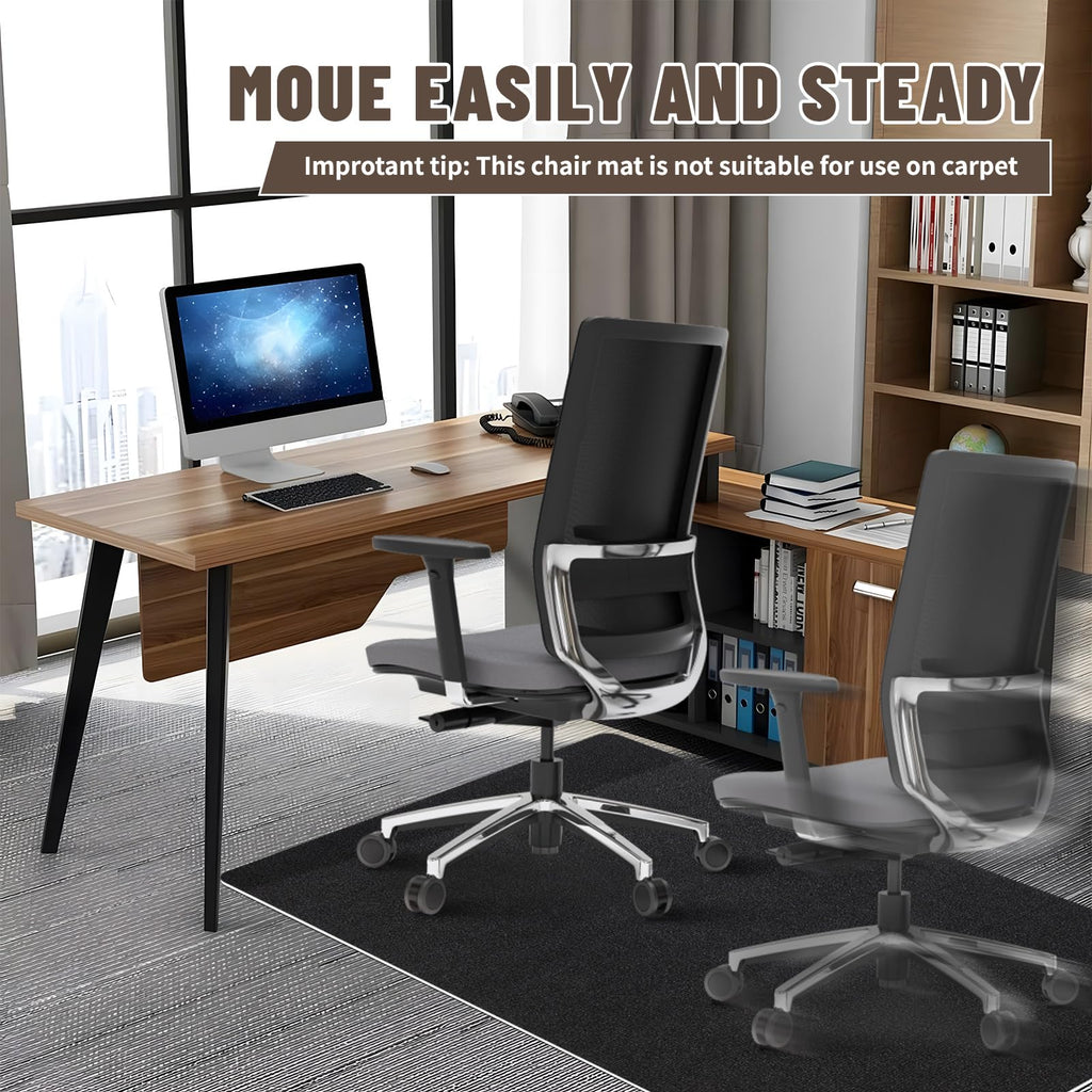 Riveroy Office Chair Mat - for Hardwood Floors, Large Non-Slip Easy-Clean Floor Protection Blanket (Black, “48 x 36in”).