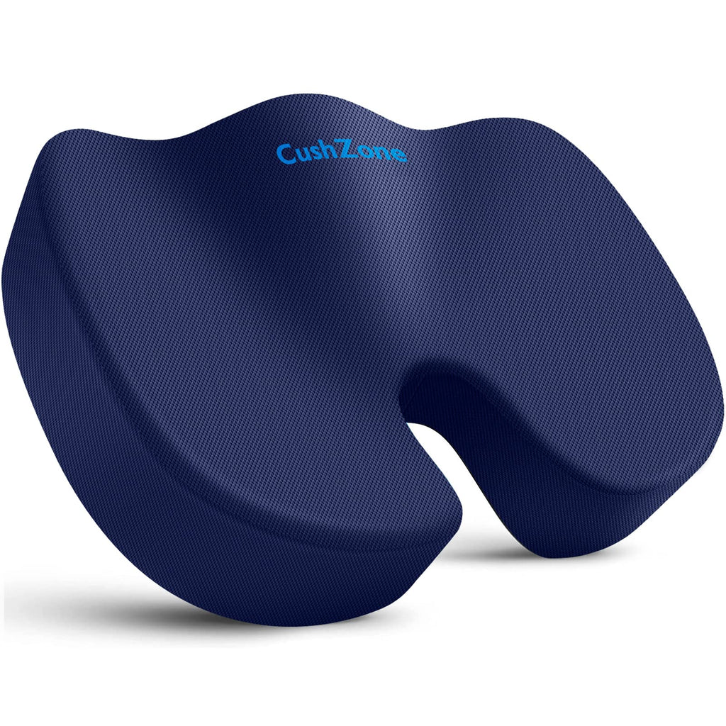 CushZone Office Chair Cushions, Memory Foam Coccyx Cushion for Tailbone Pain Office Chair Car Seat, Sciatica, Coccyx, Lower Back Pain Relief (Blue)