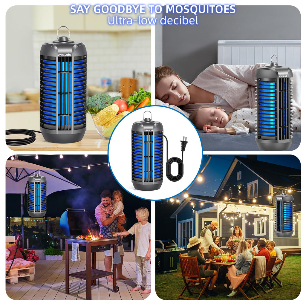 Avokadol Bug Zapper Outdoor Indoor, 18W Bulb Mosquito Zapper with 6.5 FT Power Cord, 4200V High Powered Fly Trap Indoor for Home, Mosquito Trap Cover 2100 SQ.FT. -Ideal for Backyard, Garden, Patio.