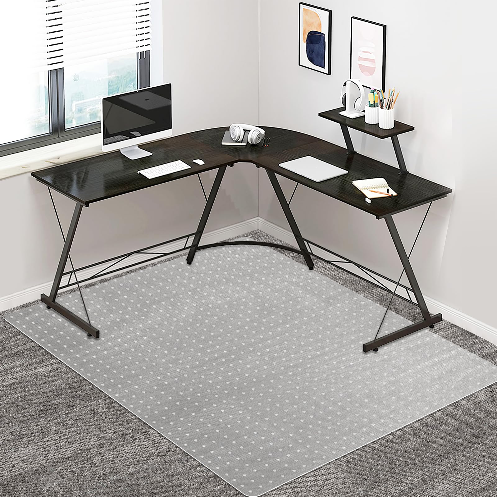Azadx Office Chair Mat for Carpet Desk Chair Mat for Carpeted Floors Large Floor Mat for Office Chair on Low, Standard and No Pile Carpeted Floors Durable Carpet Protector Mat (51x 63'' Rectangle)