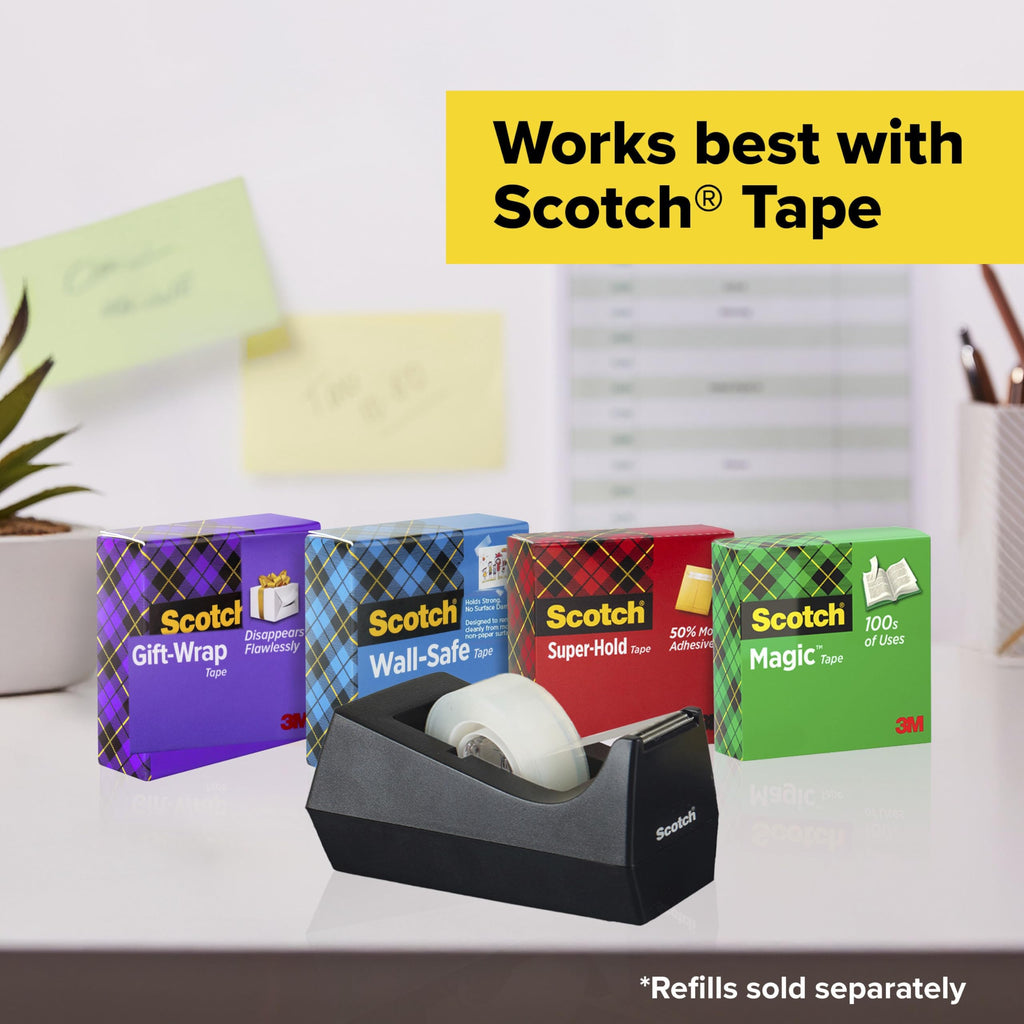 Desktop Tape Dispenser, Black, 2.7 in. x 2.7 in. x 6.4 in., 1 Tape Dispenser, Polystyrene (PS)