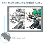 LitEnergy A3 LED Copy Board Light Tracing Box, Ultra-Thin Adjustable USB Power Artcraft LED Trace Light Pad for Tattoo Drawing, Streaming, Sketching, Animation, Stenciling (Silver)