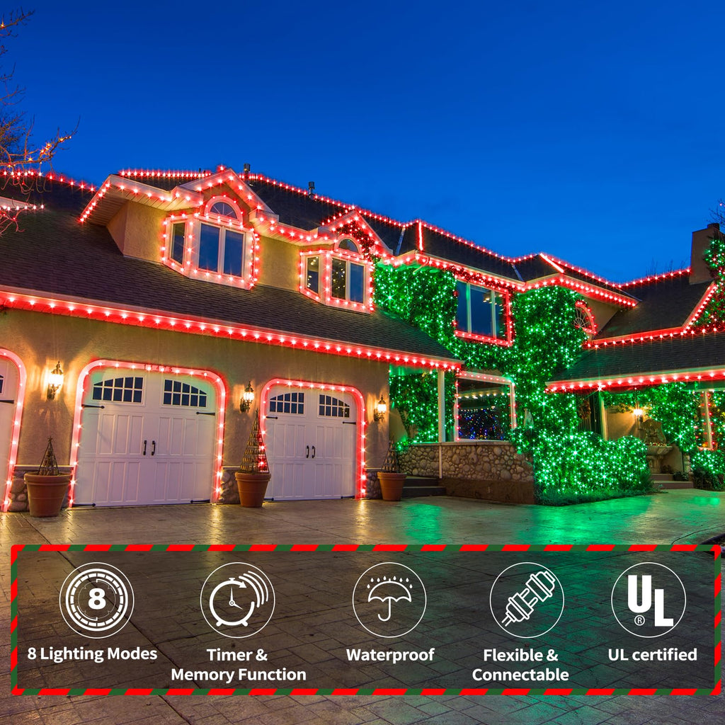 100ft LED Rope Lights Outdoor, 720 LED Connectable and Flexible Tube Lights with 8 Modes, Waterproof LED Rope Lighting for Garden, Patio, Pool, Bedroom, Party, Indoor Outdoor Christmas Decor (Red)