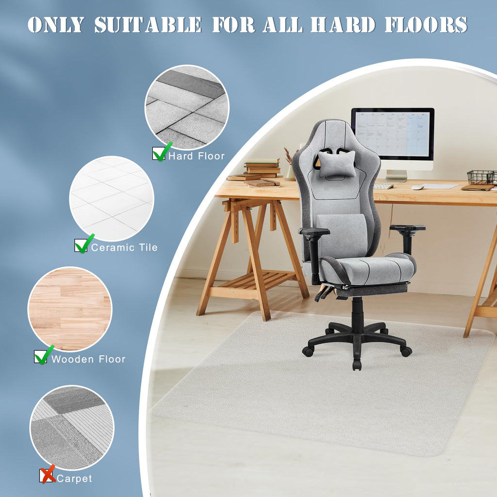 Office Chair Mat for Hard Wood Floors, Clear Floor Mat for Rolling Chairs, Heavy Duty Wood/Tile Floor Protectors for Home Office, Anti-Slip, Easy to Clean（47"x35"with Lip）