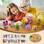15 Pack Flowers Plants 3.6MM Mini Building Sets - 1314PCS Flower Succulents Botanical Collection for Home Office Décor Block Toy, Party Favors for Christmas Mother's Day Birthday Adults Kids Girls 10+