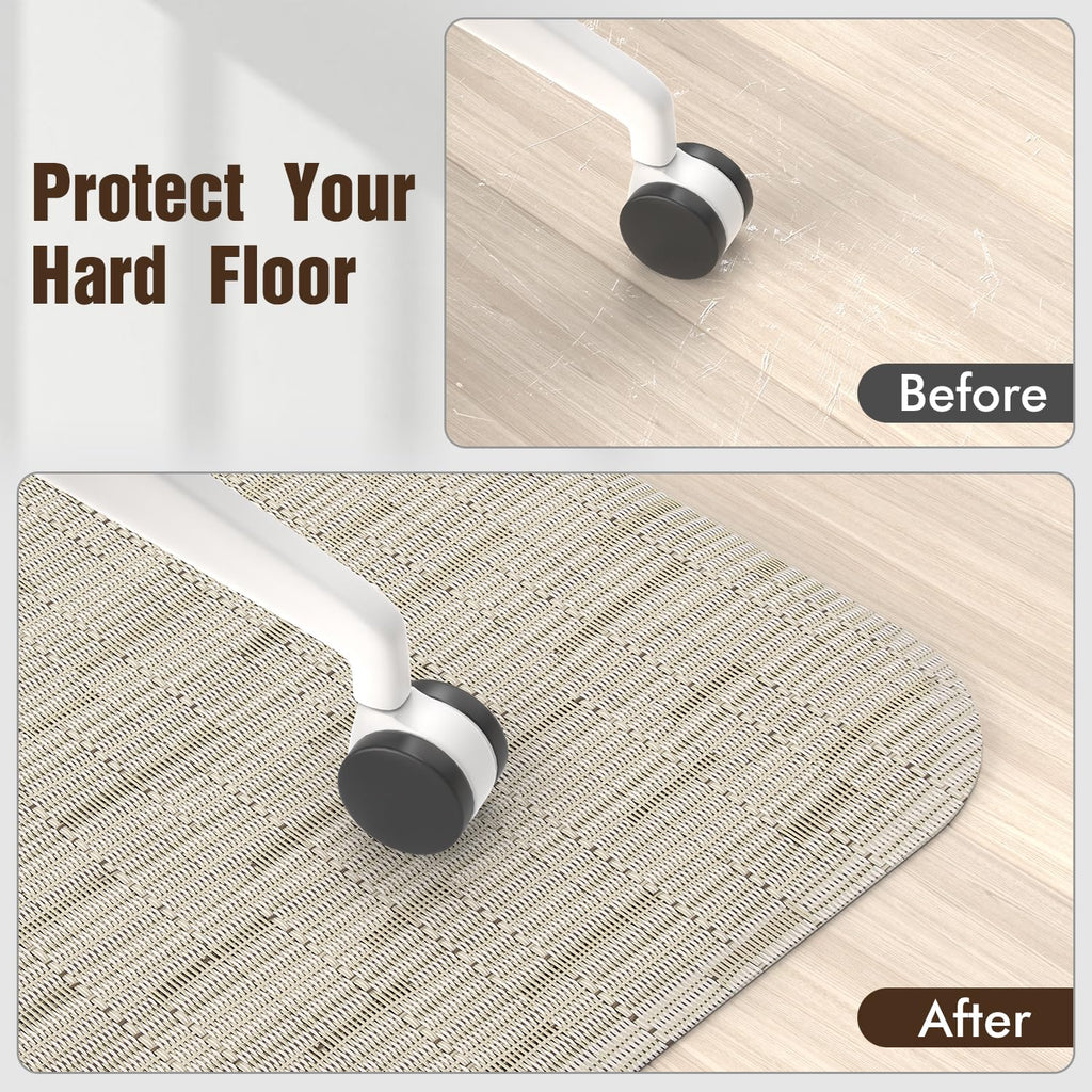 Blvornl Office Chair Mat for Hardwood Floor, 35" x 48" Desk Chair Mat for Hard Wood and Tile Floor, Large Anti-Slip Hard Floor Protector Rolling Chair Mat, PVC Mat Desk Rug for Office, Light Brown