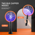Electric Fly Swatter Racket, Mosiller 2 in 1 Smart Bug Zapper with USB Rechargeable Base, Powerful Mosquitoes Trap Lamp & Fly Killer with 3-Layer Safety Mesh for Home, Bedroom, Kitchen (Black（2 Pack）)