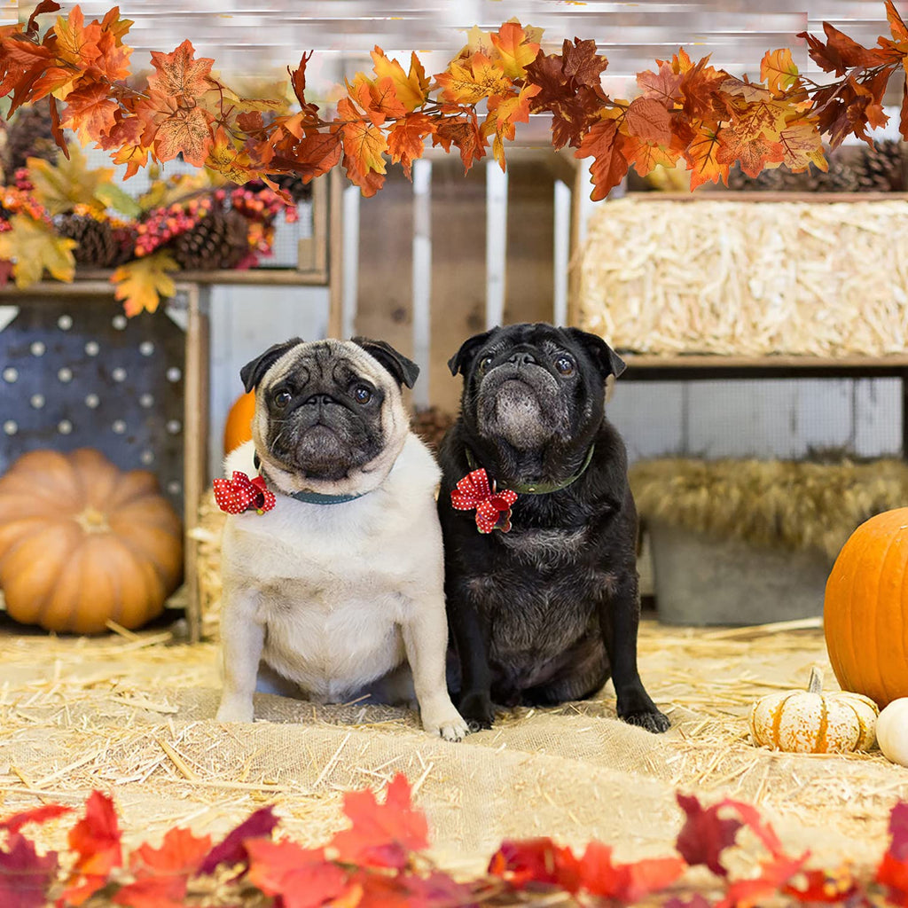 DearHouse 2 Pack Fall Garland Maple Leaf, 5.9Ft/Piece Hanging Vine Garland Artificial Autumn Foliage Garland Thanksgiving Decor for Home Wedding Fireplace Party Christmas (Light Orange)