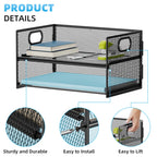 2 Tier Paper Organizer Letter Tray, Mesh File Organizer with Handle, Paper Sorter Desk Organizer for Home Office Supplies - Black