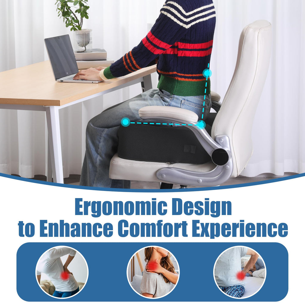 MABOZOO Extra Thick Seat Cushion, 6 Inches Adult Booster Seat for Car Office Desk Chair, Memory Foam Ergonomic Butt Pillow Relieving Pain for Long Sitting