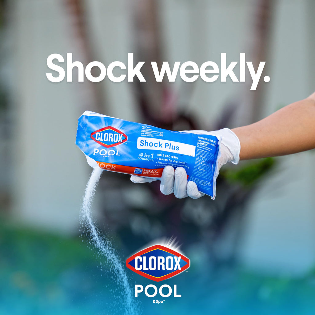 Clorox® Pool&Spa™ Shock Plus, for Crystal Clear Swimming Pool Water, Swim-ready in 15 minutes, Suitable for vinyl pools 12 Count (Pack of 1)