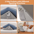 BIEEZZK Knee Wedge Pillow, Knee Pillows for Knee Pain, Leg Wedge for Knee Surgery Recovery, Memory Foam Triangle Pillow for Leg, Back Support, Sciatica Knee Hip Ankles Back Pain Relief Grey