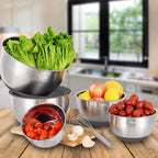 Wildone Mixing Bowls with Airtight Lids Set, 5PCS Stainless Steel Nesting Bowls Set for Kitchen, with Grater Attachments & Non-Slip Bottoms, Size 5, 3, 2, 1.5, 0.63 QT, Great for Baking & Serving