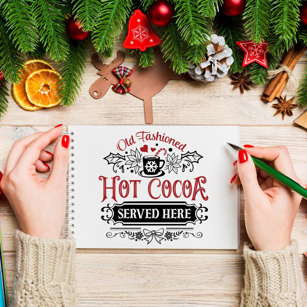 Christmas Stencils for Painting 12" Large Farmhouse Christmas Stencils for Crafts Reusable Santa Hot Coca Candy Cane Holiday Drawing Templates for Wood Fabrics Porch Hanger Winter Decor(XMS Rustic 9p)