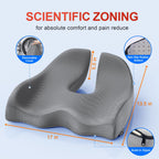 Benazcap X Large Memory Seat Cushion for Office Chair Ergonomic Cushions Pad Pillow for Pressure Relief Sciatica & Pain Relief Memory Foam for Long Sitting for Gaming Chair and Car Seat Gray