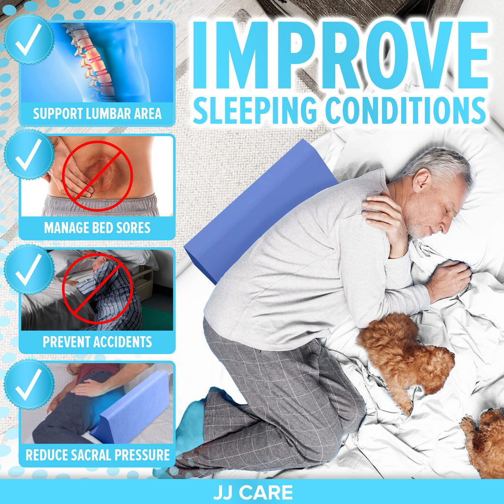JJ CARE Bed Wedges & Body Positioners - 23.6 Inch, 30 Degree Curved Body Positioning Wedge Pillow for Side Sleeping, Foam Wedge Pillow for Bed Ridden with Pillow Case