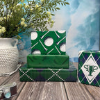 Dtiafu Golf Wrapping Paper for Men Boys Girls - 8 Sheets Green Elegant Gift Wrap with 4 Golf Champions Plaid Patterns for Birthday - Pre Cut& Folded Flat Design(20 X 27 Inch Per Sheet)