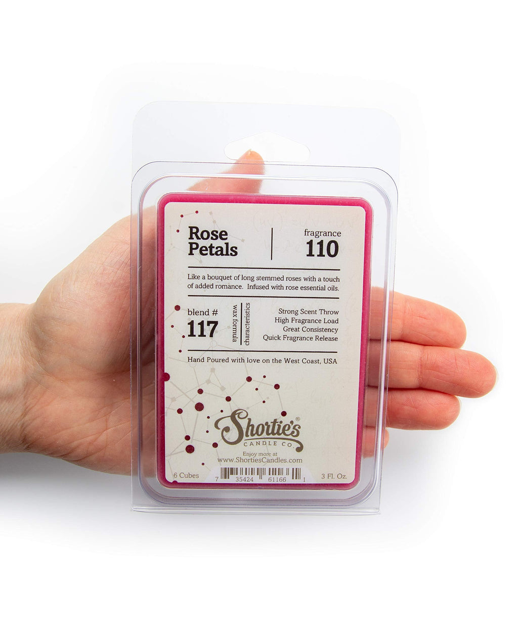 Shortie's Candle Company Rose Petals Wax Melts Bulk Pack - Formula 117-4 Highly Scented 3 Oz. Bars (12 Oz. Total) - Made with Natural Oils - Flower & Floral Air Freshener Cubes Collection
