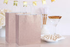 UNIQOOO 12 Pack Rose Gold Glitter Gift Bags w/ 12 Rose Gold 12 White Tissue Wrapping Paper | Kraft Paper Favor Bag for Wedding Bridal Shower Baby Shower Valentine's Day Holiday Anniversary Party
