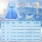 Tacobear 10Pcs Frozen Elsa Costume Dress For Girls Kids Toddler Princess Dress Up Clothes For Little Girls With Elsa Accessories Gloves Crown Wands Wig Necklace For 3T Kids Christmas Birthday Party