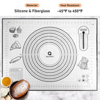 Silicone Pastry Mat - Non-Slip with Measurement Baking Mat for Fondant/Rolling Dough/Pie Crust/Pizza and Cookies - Oven Liner/Counter Mat/Kneading Mat,24" x 32", Black