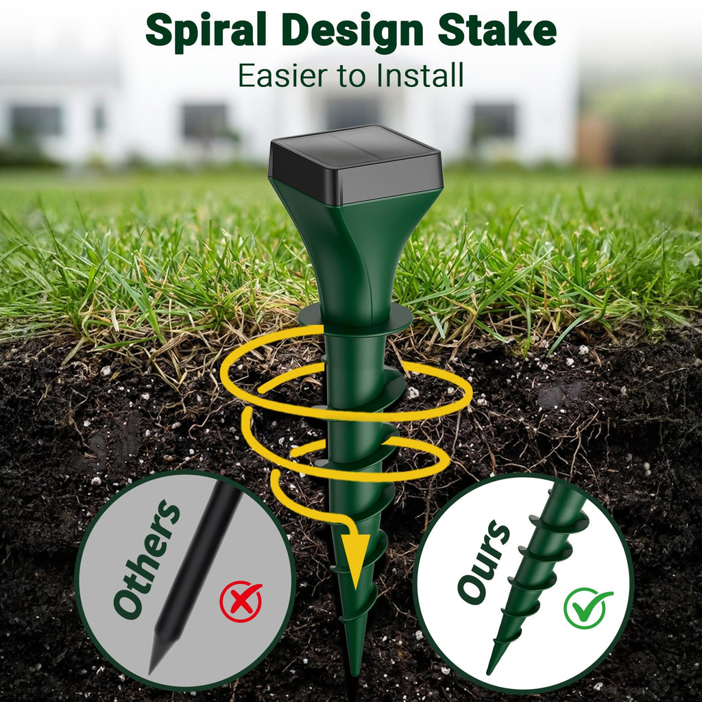 Mole Repellent Solar Powered, 8 Pack Snake & Skunk Repellent for Yard, Ultrasonic Mole Stakes for Lawns, IP65 Waterproof Gopher Repellent to Get Rid of Gopher, Vole, Chipmunk and Groundhog for Farm