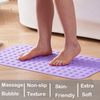 Yanzifly Bathtub Mat Non Slip Bath Mat for Tub Silicone Soft & Safe, Bath Tub Mat Non Slip Shower Mats, Suction Cups Bath Tub Anti Slip Matt for Kids Elderly Non Toxic, Machine Washable- Purple